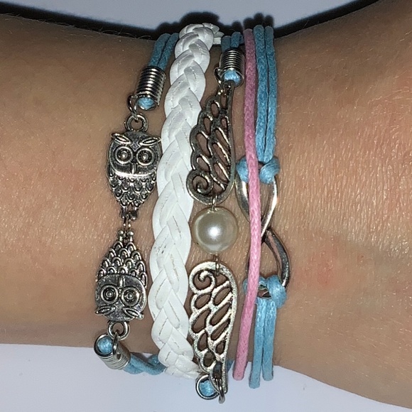 Jewelry - Multicolor Stacked Owl Charm Bracelet